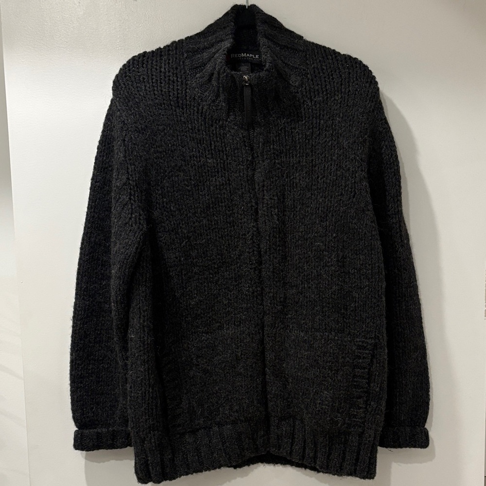 Red Maple Dark Gray Zip Up Sweater